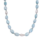 limitierte Auflage - AA Larimar, Perle Halskette ca. 45 cm 925 Silber rhodiniert