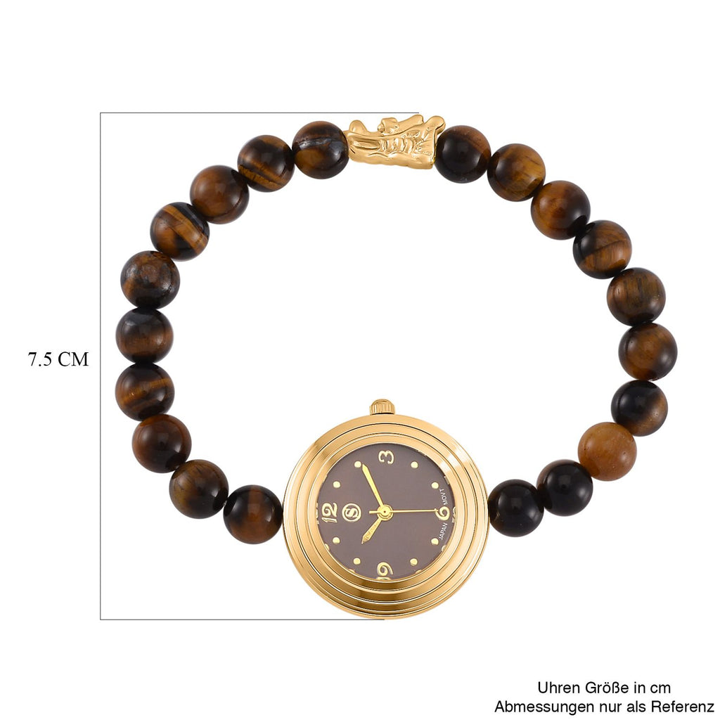 Gelbes Tigerauge Uhren Reiner Edelstahl Bicolor flexibel ca. 50,00 ct.