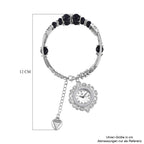 STRADA - Blauer Sandstein verstellbare Perlenarmbanduhr mit japanischem Uhrwerk, 17-21 cm Edelstahl