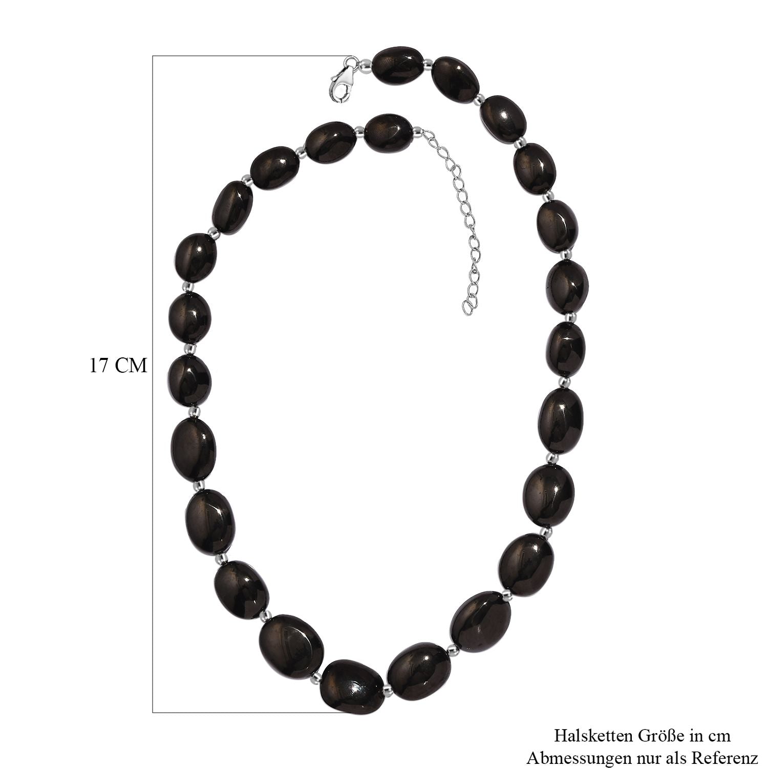 Elite Shungit Halskette ca. 45 cm 925 Silber rhodiniert ca. 175,00 ct.