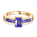 AAA Tansanit (Oktagon Schliff) und AA Tansanit (Carrè Schliff) Ring, 585 Gold (Größe 17.00) ca. 1,76 ct