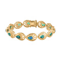 Pfau Quarz Triplette Armband ca. 19 cm 925 Silber 750 Gelbgold Vermeil ca. 10.36 ct