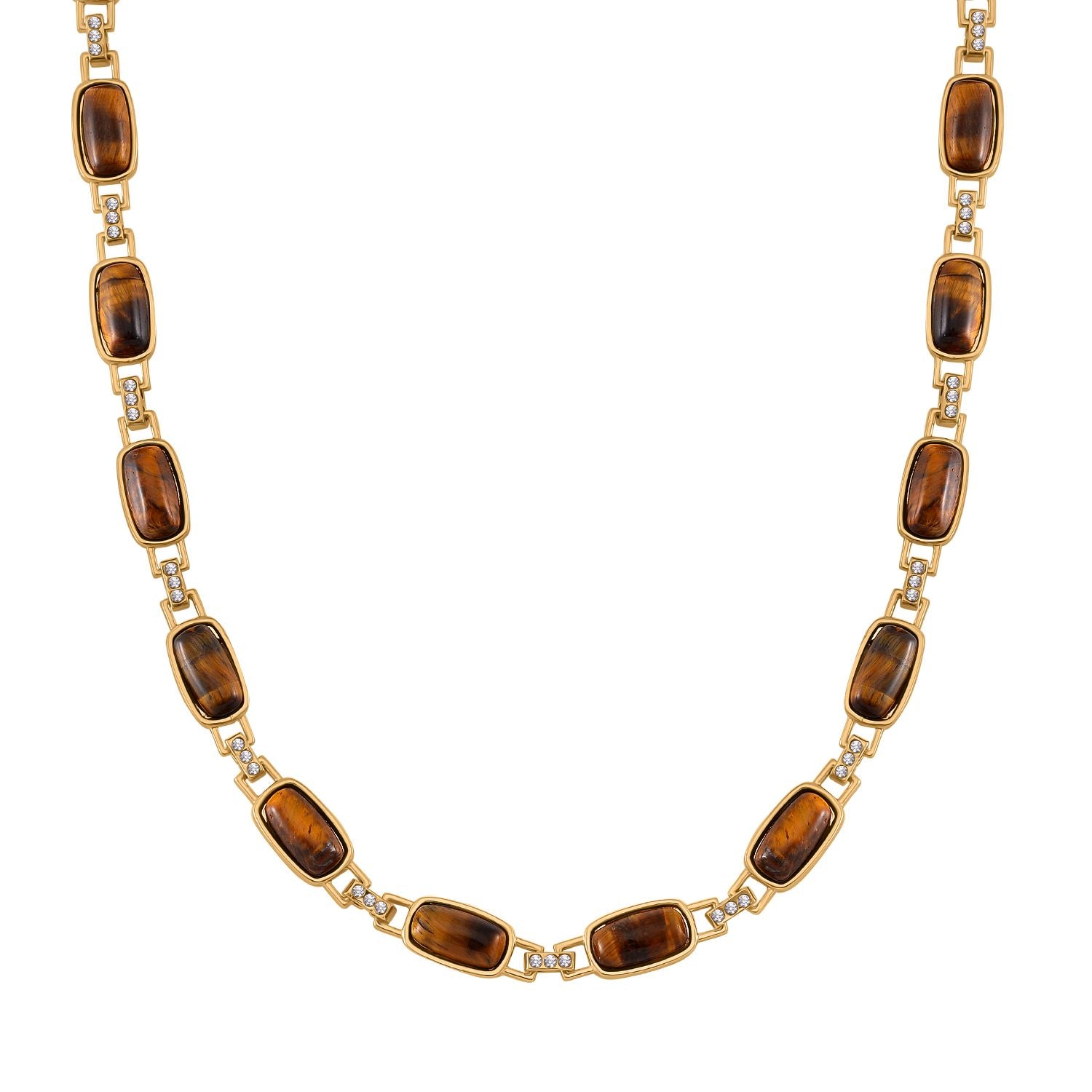 Gelbes Tigerauge, Weißer Kristall Halskette ca. 50 cm Std Gelb