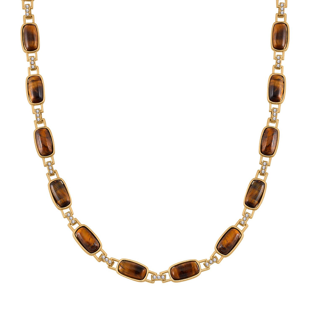 Gelbes Tigerauge, Weißer Kristall Halskette ca. 50 cm Std Gelb