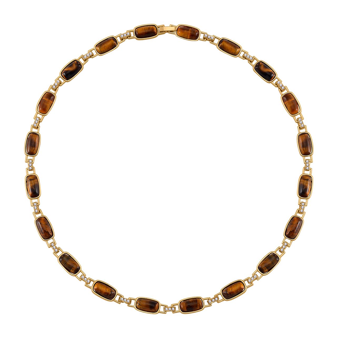 Gelbes Tigerauge, Weißer Kristall Halskette ca. 50 cm Std Gelb