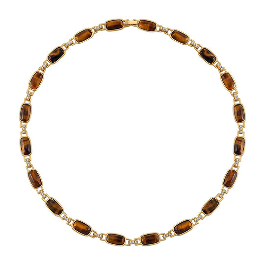 Gelbes Tigerauge, Weißer Kristall Halskette ca. 50 cm Std Gelb