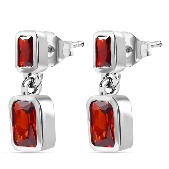LUSTRO STELLA - Rote Zirkonia Ohrringe, 925 Silber