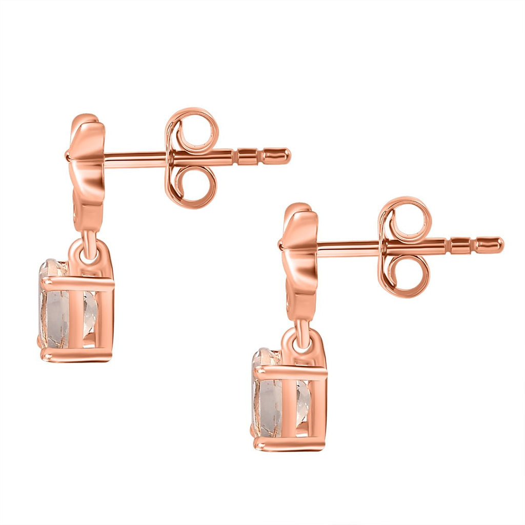 AA Morganit, Weißer Zirkon Ohrringe 925 Silber 750 Roségold Vermeil ca. 1,08 ct.