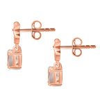 AA Morganit, Weißer Zirkon Ohrringe 925 Silber 750 Roségold Vermeil ca. 1,08 ct.