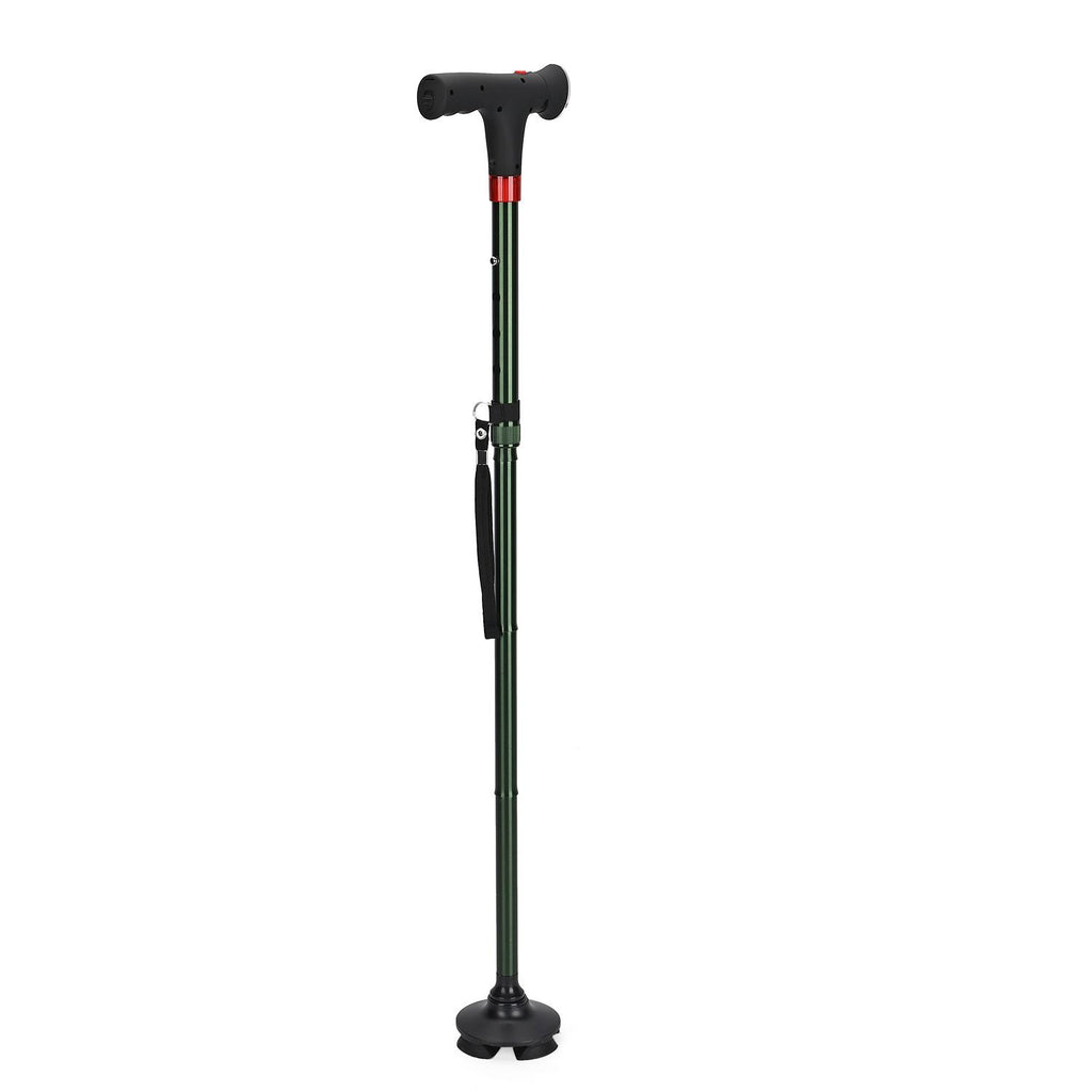 LIVMORE faltbarer Smart Gehstock mit LED Licht und SOS Alarm, Belastbarkeit 113kg, Schwarz