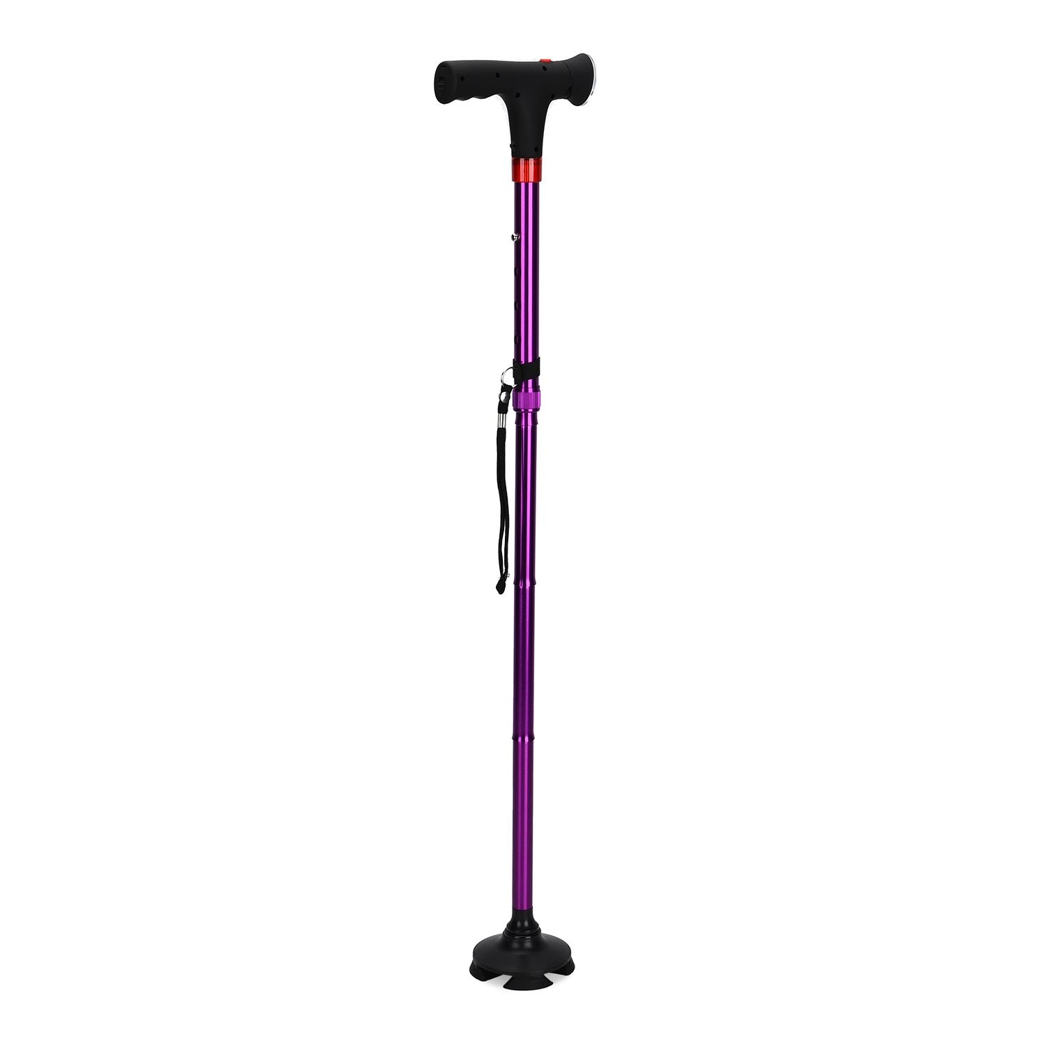 LIVMORE faltbarer Smart Gehstock mit LED Licht und SOS Alarm, Belastbarkeit 113kg, Schwarz