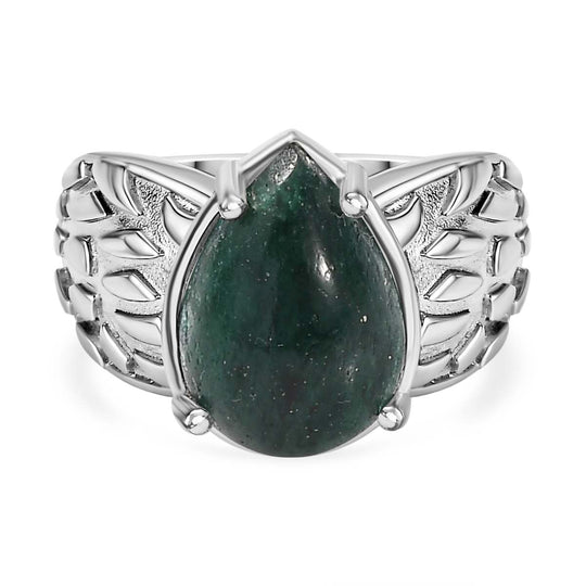 Grüner Aventurin Ring, Silberton, (Größe 19.00) ca. 6.02 ct