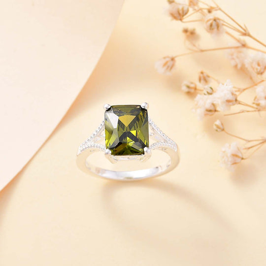 LUSTRO STELLA - Peridot Zirkonia Ring 925 Silber