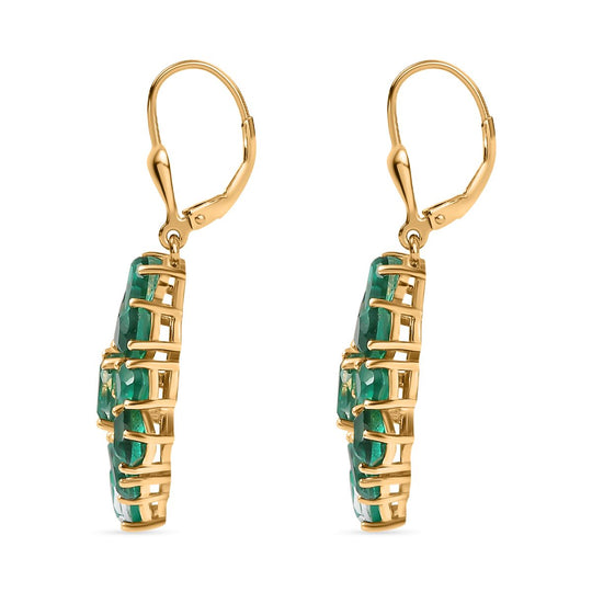 Smaragd-Quarz Triplette Ohrringe 925 Silber 750 Gelbgold Vermeil ca. 12,03 ct.