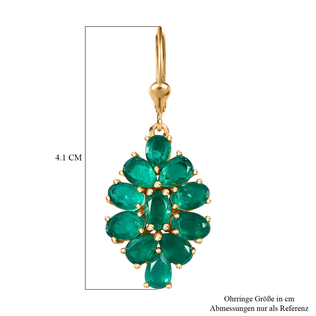 Smaragd-Quarz Triplette Ohrringe 925 Silber 750 Gelbgold Vermeil ca. 12,03 ct.