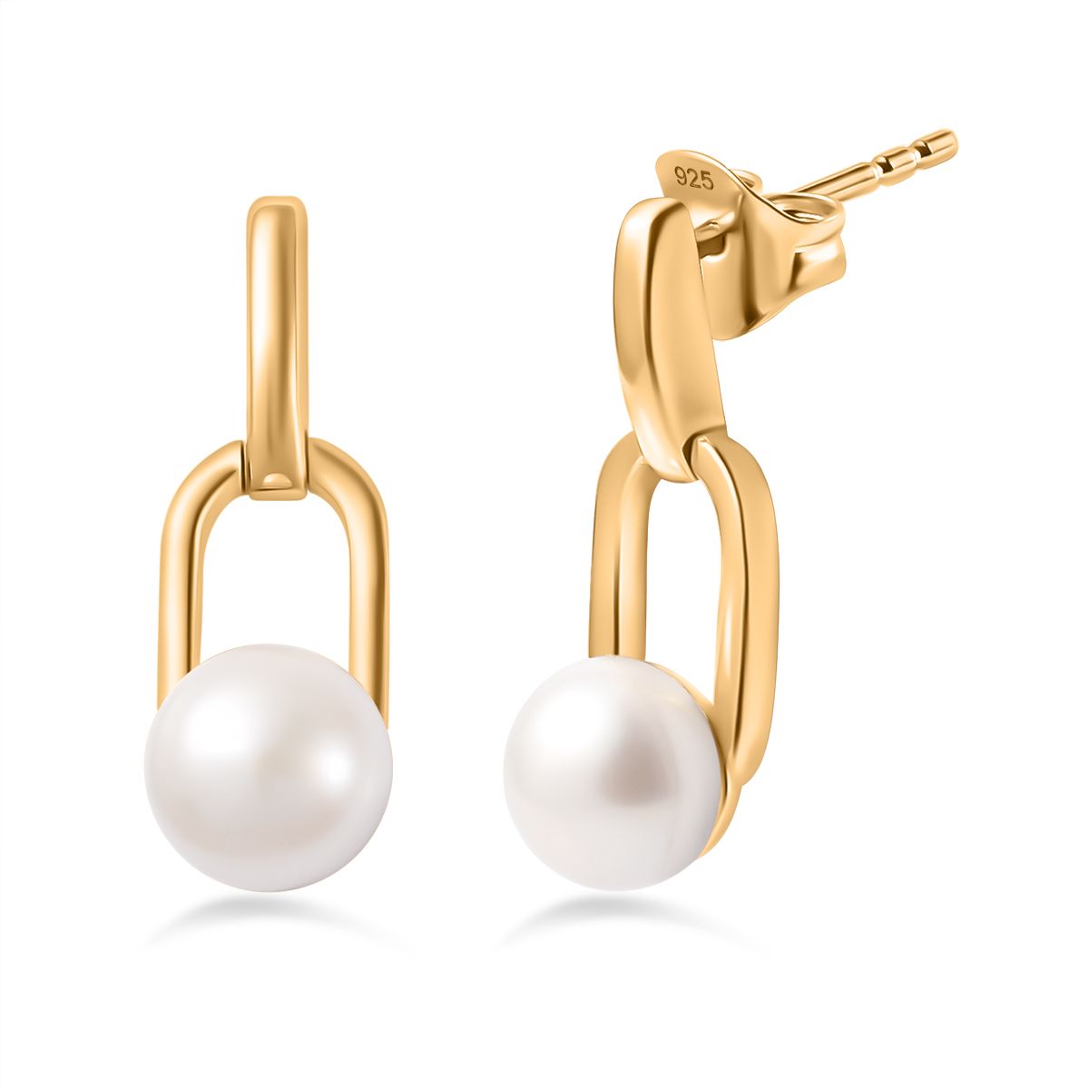 Drilled Süßwasser Perle Ohrringe 925 Silber 750 Gelbgold Vermeil