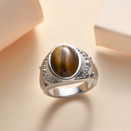 Tigerauge Ring Edelstahl ca. 6,19 ct