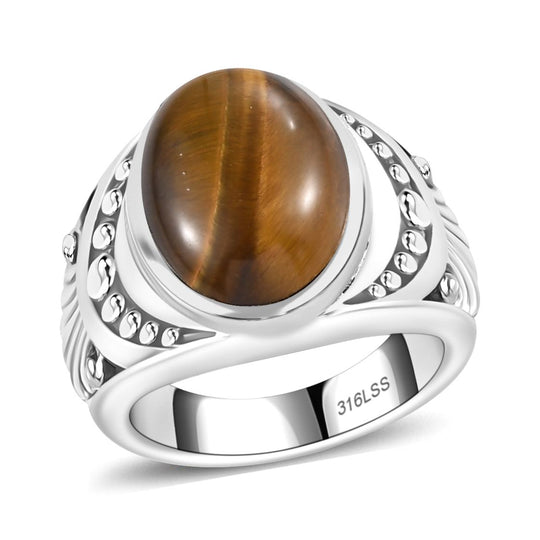 Tigerauge Ring Edelstahl ca. 6,19 ct