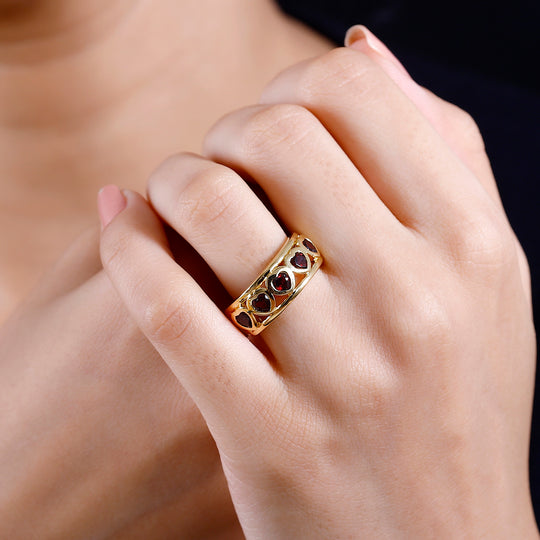 Mosambik Granat Ring 925 Silber 750 Gelbgold Vermeil ca. 1,42 ct