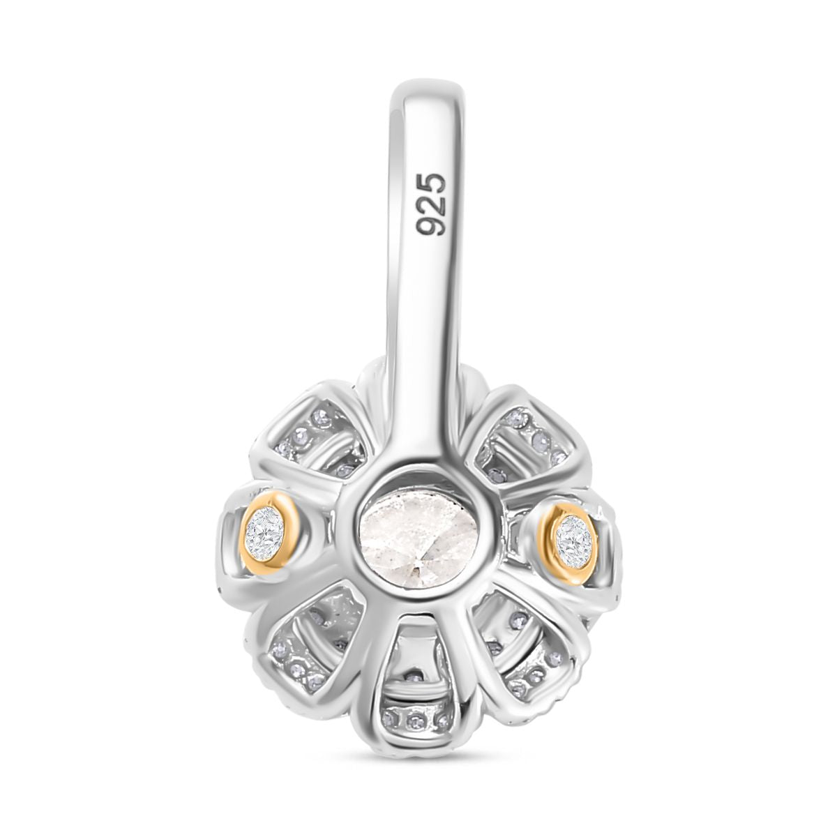 Moissanit Anhänger 925 Silber Rhodiniert und 750 Gelbgold Vermeil ca. 1,22 ct.