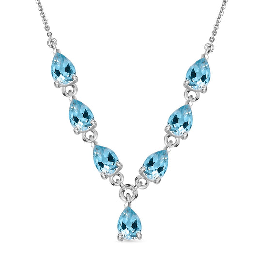 Himmelblaue Topas Halskette, ca. 45 cm 925 Silber ca. 3.39 ct