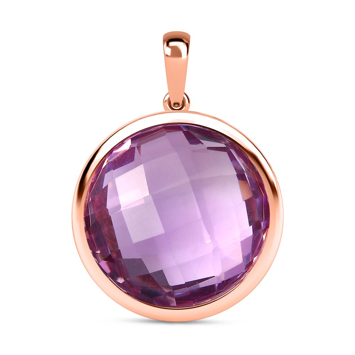 Rose De France Amethyst Anhänger 925 Silber 750 Roségold Vermeil ca. 28.37 ct