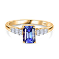 AAA Tansanit, Weißer Diamant Ring, 585 Gold (Größe 19.00) ca. 1.22 ct