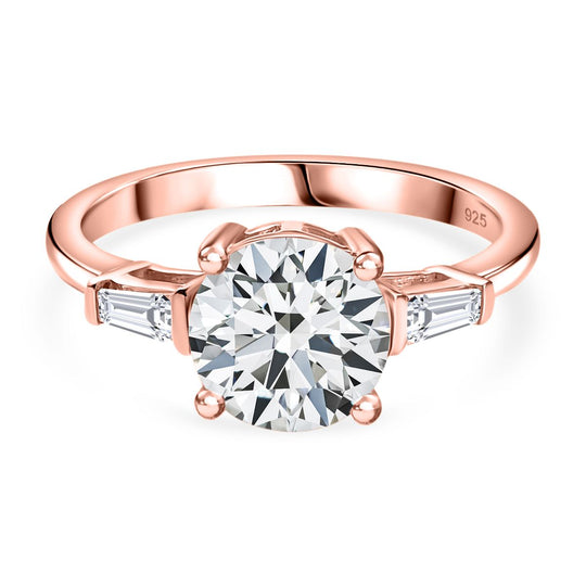 Moissanit Ring 925 Silber 750 Roségold Vermeil (Größe 17.00) ca. 1,88 ct