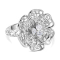 Floraler Moissanit-Ring, 925 Silber rhodiniert - 0,33 ct.