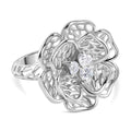 Floraler Moissanit-Ring, 925 Silber rhodiniert - 0,33 ct.