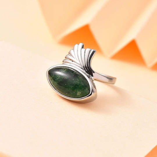 Grüner Aventurin Ring 316L Edelstahl ca. 7.07 ct