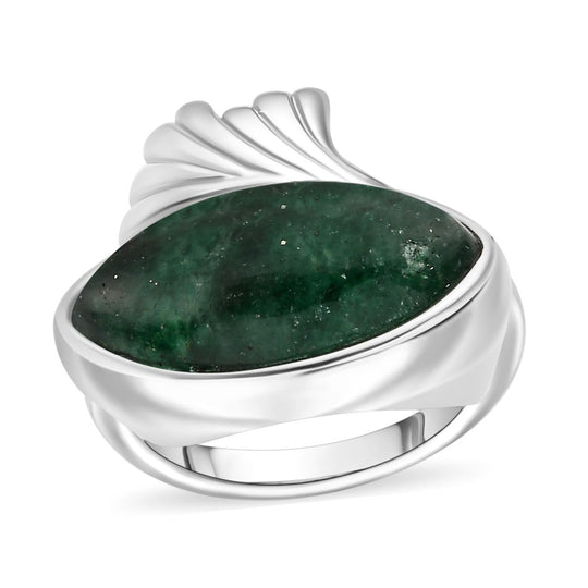 Grüner Aventurin Ring 316L Edelstahl ca. 7.07 ct
