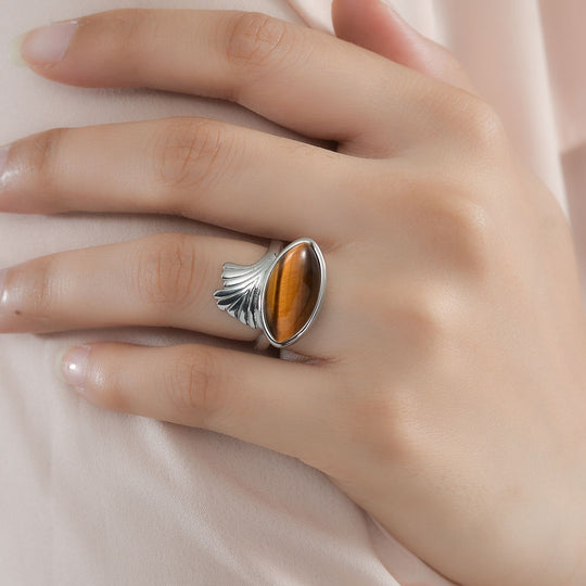 Tigerauge Ring Edelstahl ca. 6,90 ct