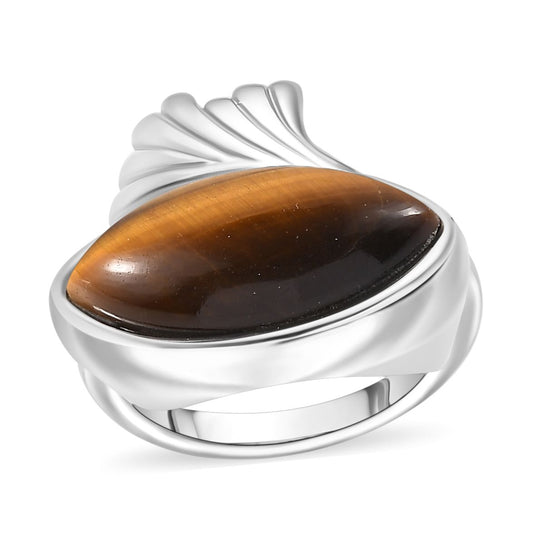 Tigerauge Ring Edelstahl ca. 6,90 ct