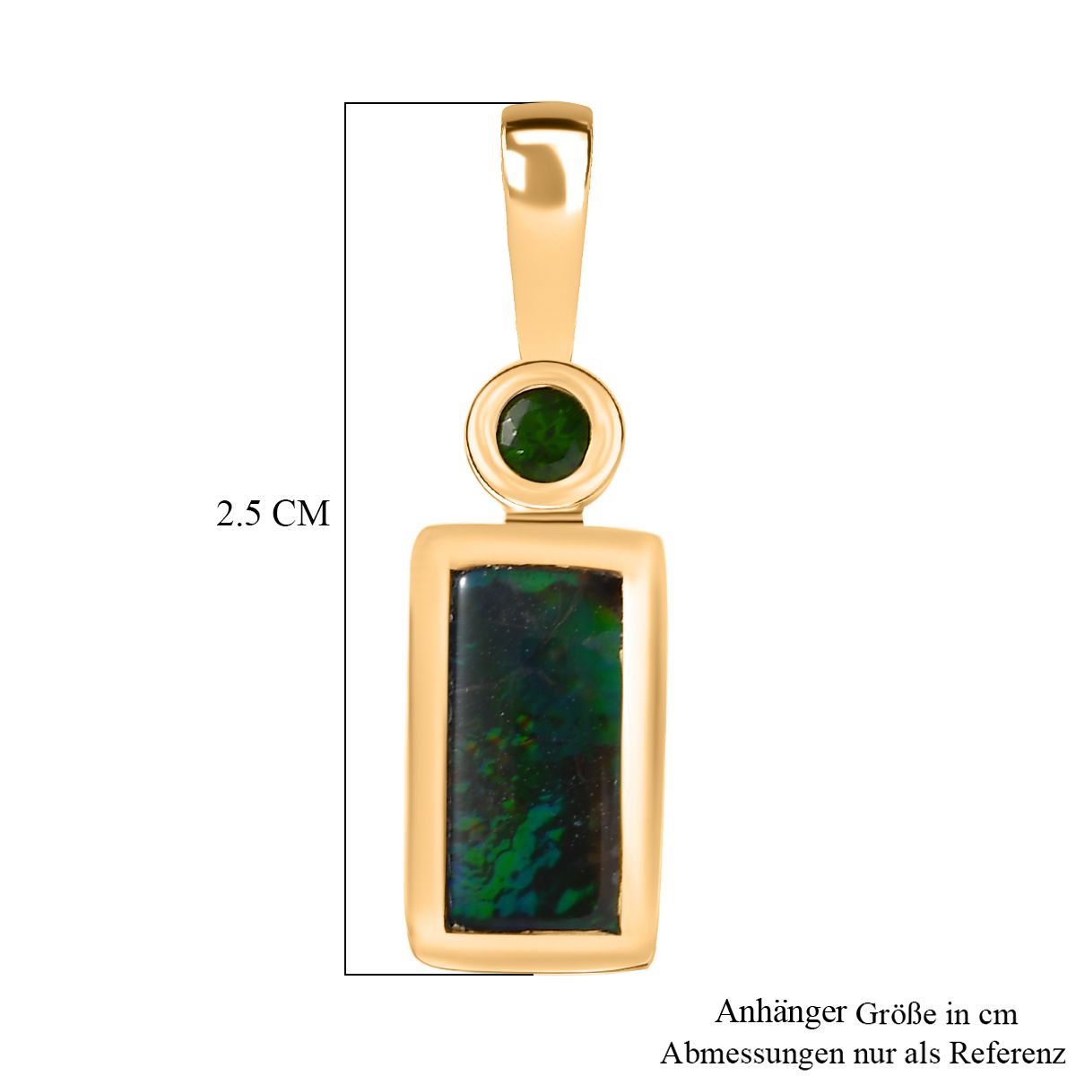 Ammolit, Natürlicher Chromdiopsid Anhänger 925 Silber 750 Gelbgold Vermeil ca. 1,41 ct.