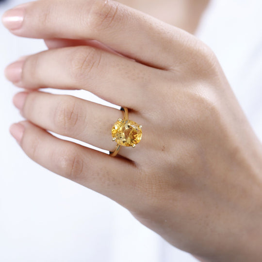 AA Citrin Ring, 925 Silber vergoldet ca. 4.56 ct