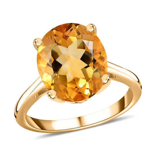 AA Citrin Ring, 925 Silber vergoldet ca. 4.56 ct