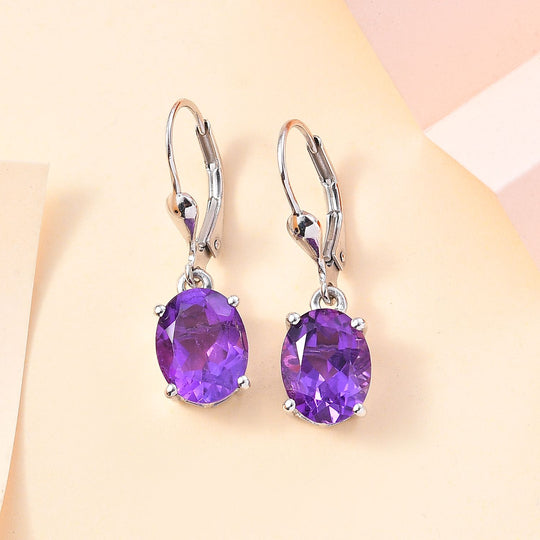 AA Afrikanischer Amethyst Ohrringe 925 Silber platiniert ca. 4,60 ct.