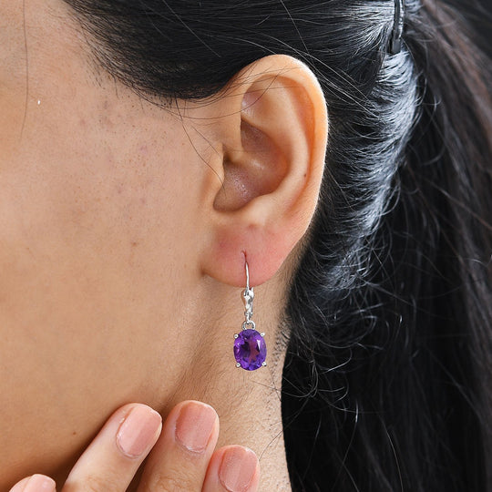 AA Afrikanischer Amethyst Ohrringe 925 Silber platiniert ca. 4,60 ct.