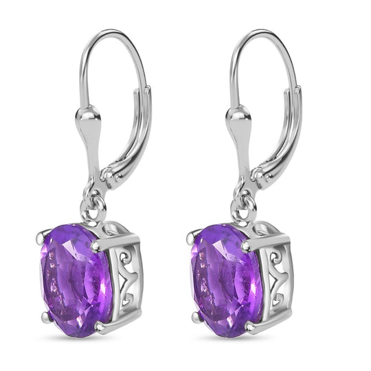 AA Afrikanischer Amethyst Ohrringe 925 Silber platiniert ca. 4,60 ct.