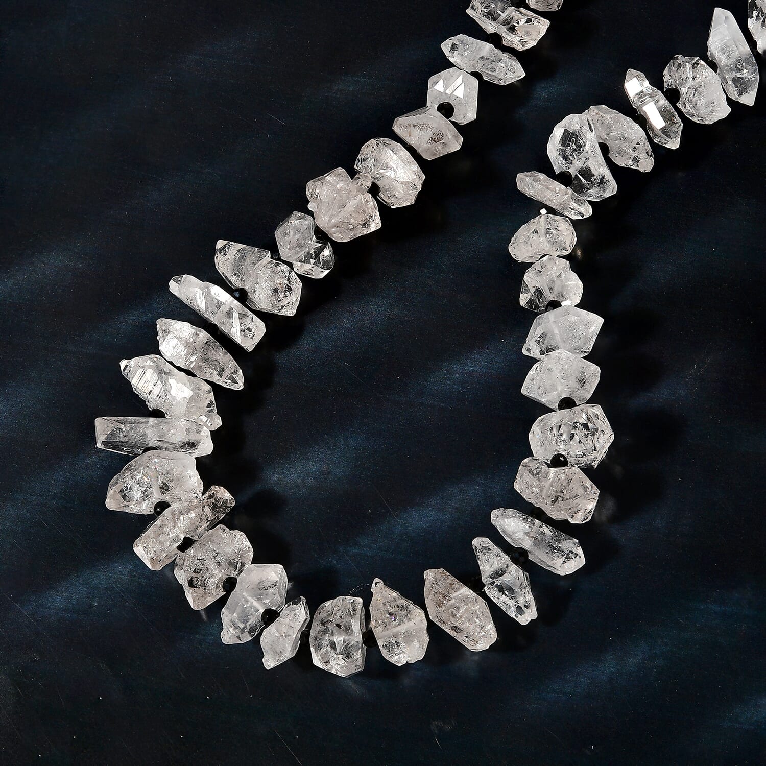 Schwarzer Spinell, Herkimer Diamant Quarz Halskette ca. 45 cm + 5 cm Extender, 925 Silber Gelbgold Vermeil ca. 360.00 ct.