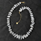 Schwarzer Spinell, Herkimer Diamant Quarz Halskette ca. 45 cm + 5 cm Extender, 925 Silber Gelbgold Vermeil ca. 360.00 ct.