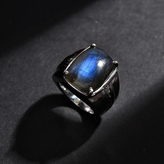 AAA Labradorit Ring 316L Edelstahl (Größe 18.00) ca. 14.04 ct