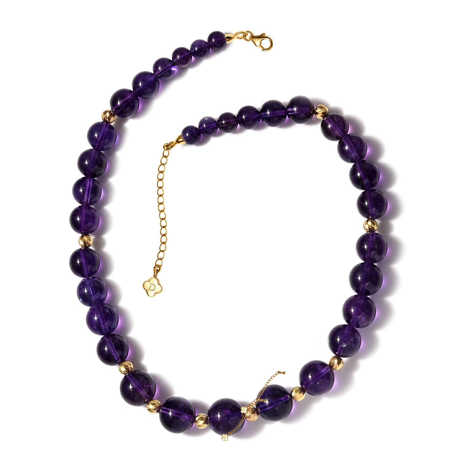 Afrikanische Amethyst Halskette ca. 45 cm+ 5 cm Extender 925 Silber Gelbgold Vermeil,ca. 400.00 ct