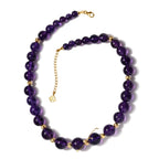 Afrikanische Amethyst Halskette ca. 45 cm+ 5 cm Extender 925 Silber Gelbgold Vermeil,ca. 400.00 ct
