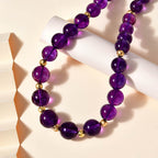 Afrikanische Amethyst Halskette ca. 45 cm+ 5 cm Extender 925 Silber Gelbgold Vermeil,ca. 400.00 ct
