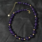 Afrikanische Amethyst Halskette ca. 45 cm+ 5 cm Extender 925 Silber Gelbgold Vermeil,ca. 400.00 ct