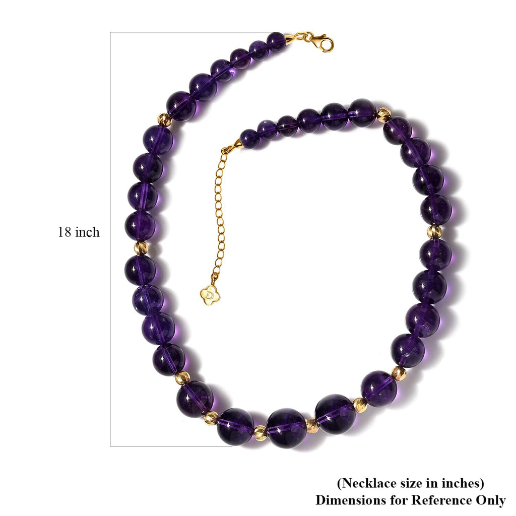 Afrikanische Amethyst Halskette ca. 45 cm+ 5 cm Extender 925 Silber Gelbgold Vermeil,ca. 400.00 ct