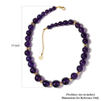 Afrikanische Amethyst Halskette ca. 45 cm+ 5 cm Extender 925 Silber Gelbgold Vermeil,ca. 400.00 ct