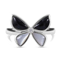 Perlmutt, Schwarzer Onyx Ring 925 Silber (Größe 16.00)